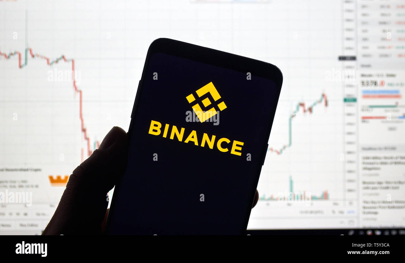 Montreal Canada April 26 2019 Binance Cryptocurrency Exchange Logo And Application On Android Samsung Galaxy S9 Plus Screen In A Hand Over A Lapt Stock Photo Alamy