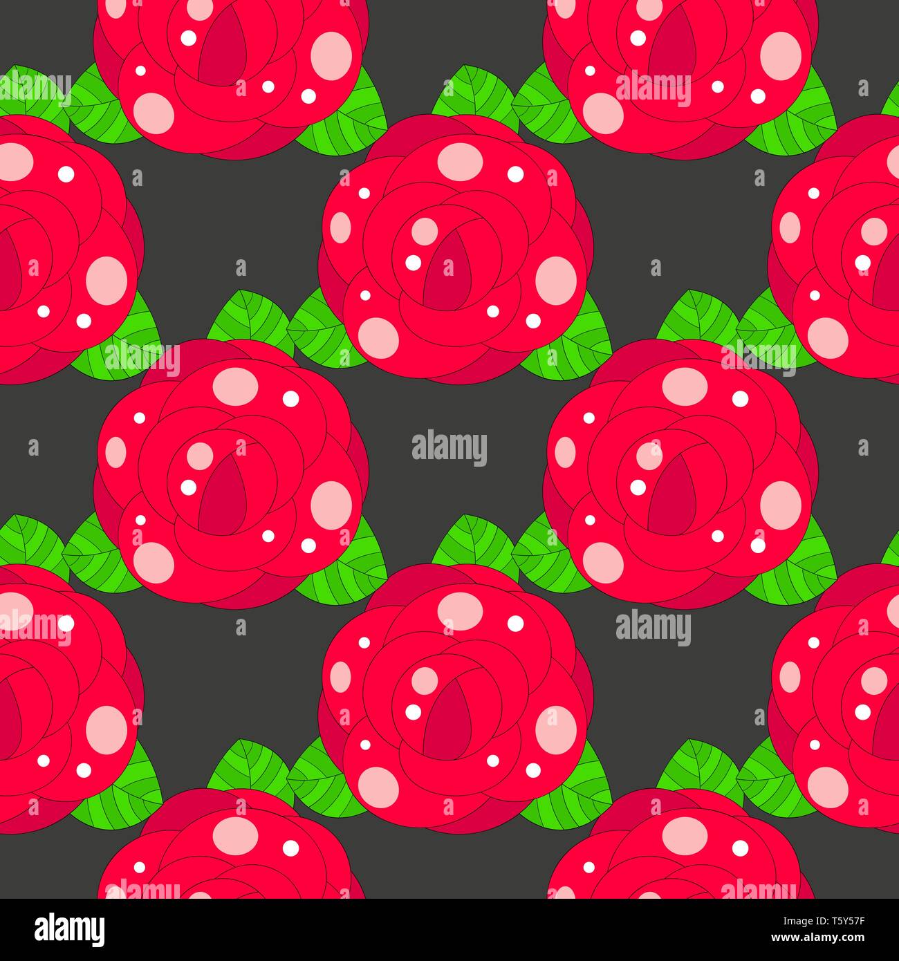 Seamless floral pattern with red rose , Vector Illustration Stock ...