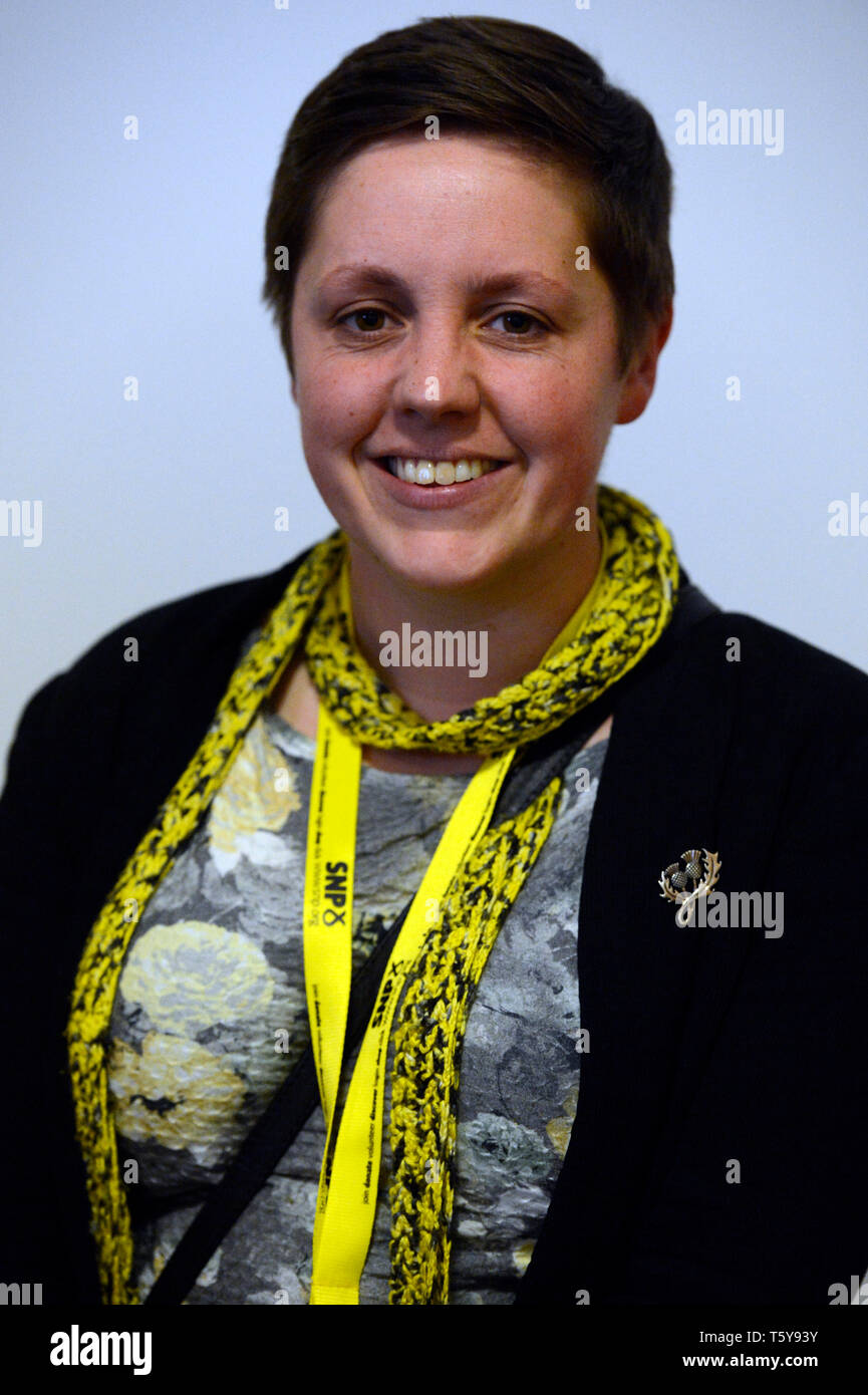Edinburgh, Scotland, United Kingdom, 27, April, 2019. SNP Westminster deputy leader Kirsty Blackman at the Scottish National Party's Spring Conference in the Edinburgh International Conference Centre. © Ken Jack / Alamy Live News Stock Photo