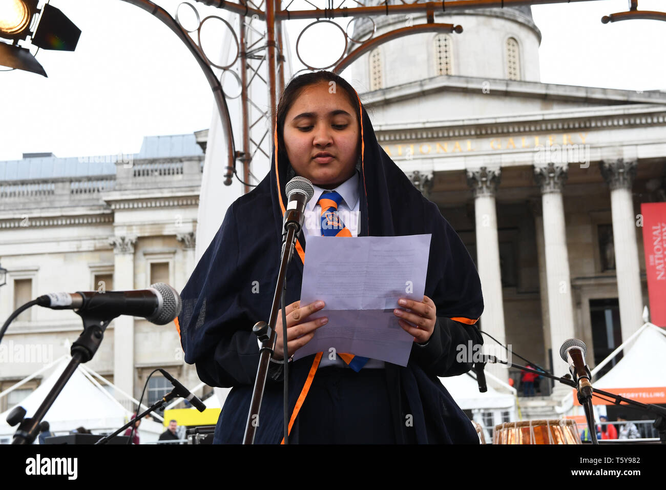 London, England, UK. 27 April 2019. Vaisakhi Festival is a Sikh New Year in Trafalgar Square, London, UK. Credit: Picture Capital/Alamy Live News Stock Photo