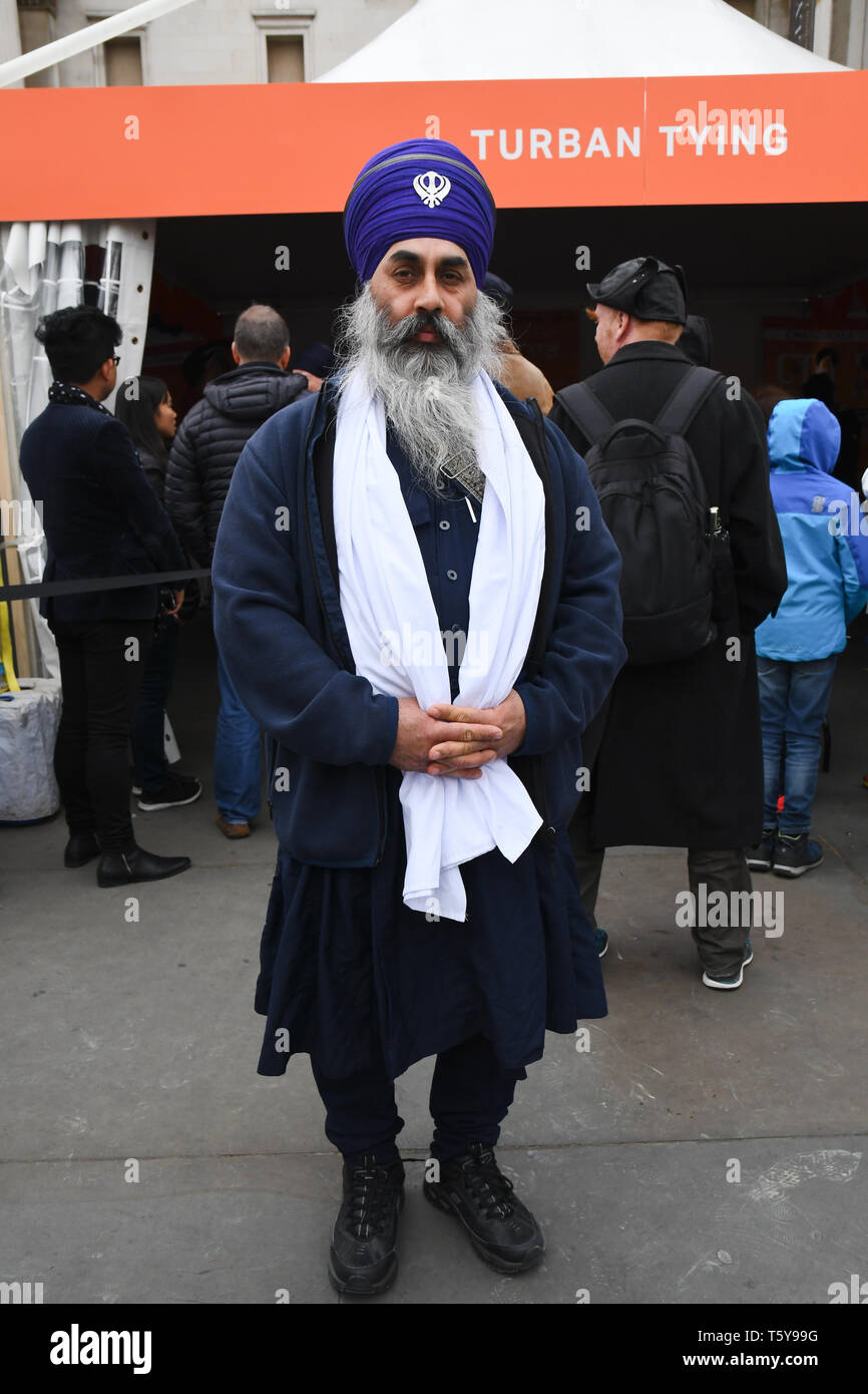 London, England, UK. 27 April 2019. Vaisakhi Festival is a Sikh New Year in Trafalgar Square, London, UK. Credit: Picture Capital/Alamy Live News Stock Photo