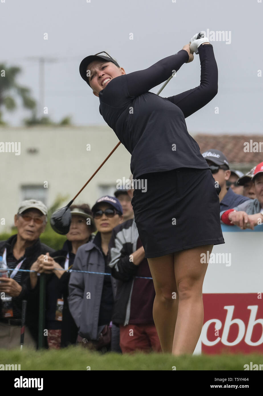 Los Angeles, California, USA. 27th Apr, 2019. Nanna Koerstz Madsen of Denmark in actions during the third round of the HUGEL-AIR PREMIA LA Open LPGA golf tournament at Wilshire Country on April 27, 2019, in Los Angeles. Credit: Ringo Chiu/ZUMA Wire/Alamy Live News Stock Photo