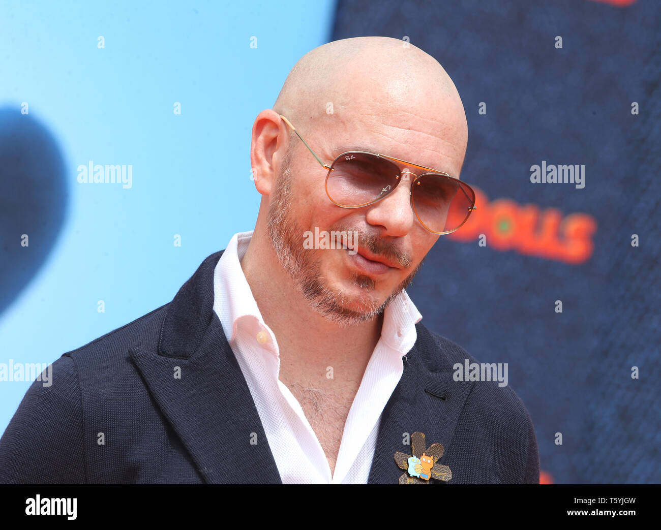 LOS ANGELES CA April 27 Pitbull Arrives At STX Films World Premiere   Los Angeles Ca April 27 Pitbull Arrives At Stx Films World Premiere Of Uglydolls At Regal Cinemas La Live In Los Angeles California On April 27 2019 Credit Faye Sadoumediapunch T5YJGW 