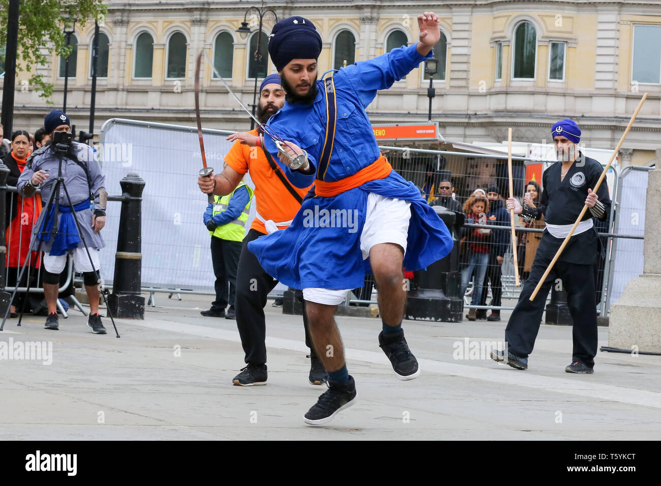 Members of Gatka The Sikh Martial Art are seen performing martial