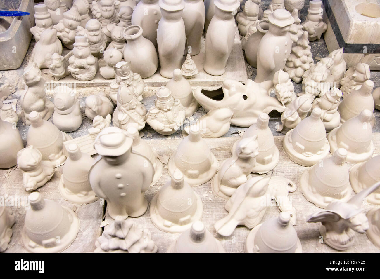 ceramic moulds for slip cast figures in a stoke on trent pottery Stock  Photo - Alamy