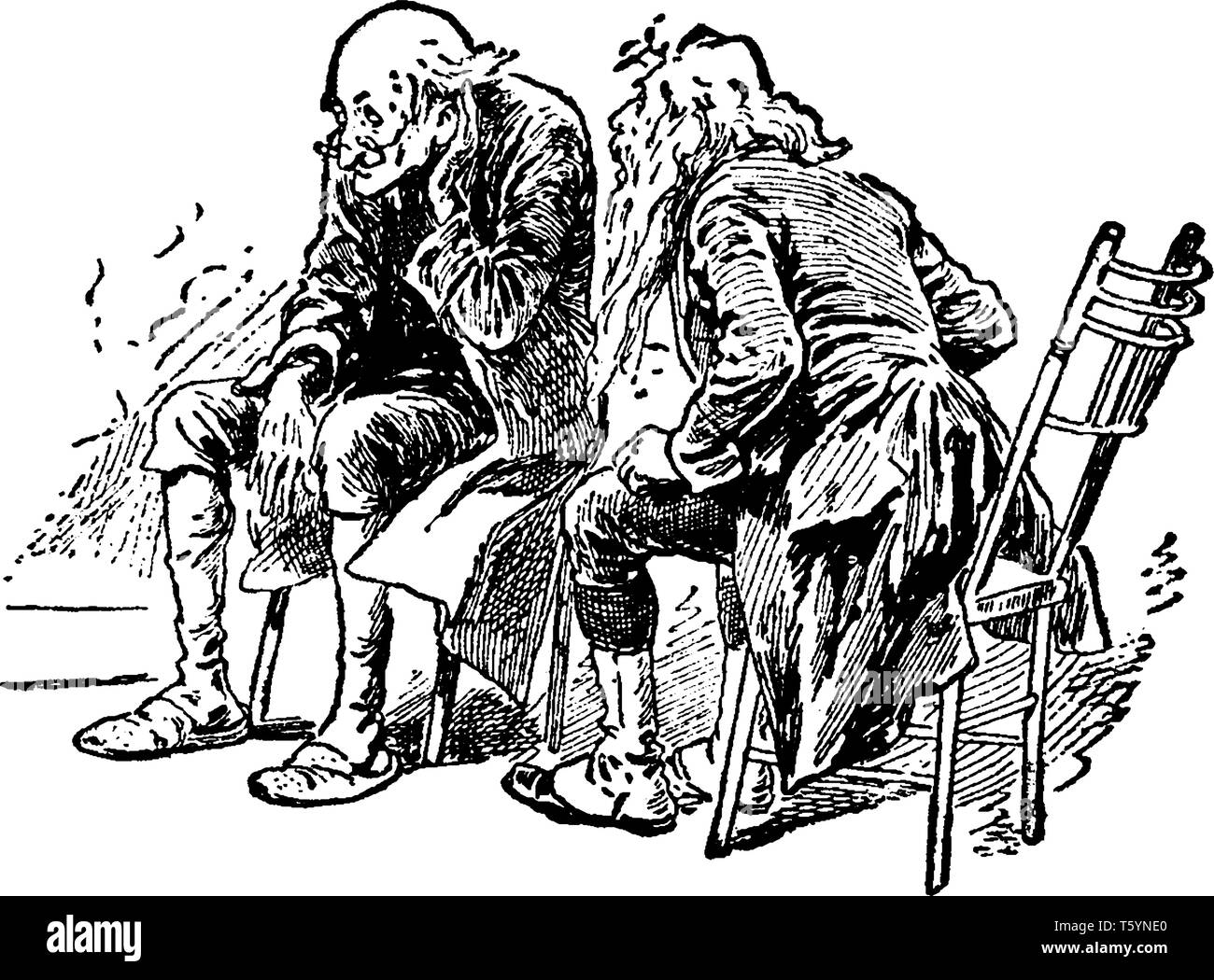 Sitting on two chairs Stock Vector Images Alamy