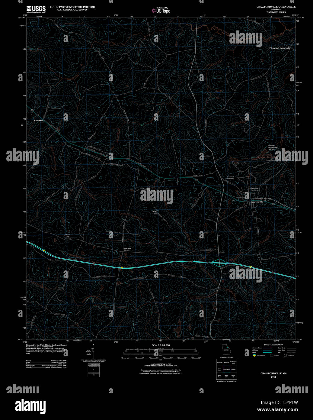 USGS TOPO Map GA Crawfordville 20110517 TM Inverted Restoration