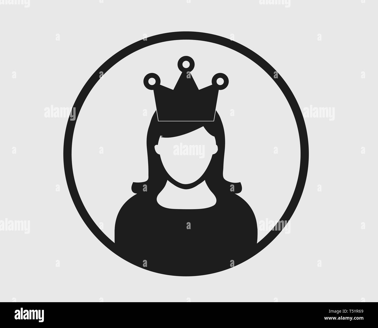 Awarded Women Icon. Female symbol crown on her head with rounded shape ...