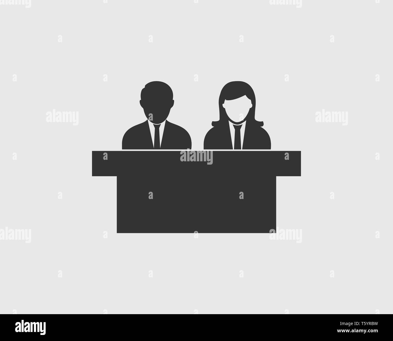 Interview Panel Icon with desk on gray background Stock Vector Image ...