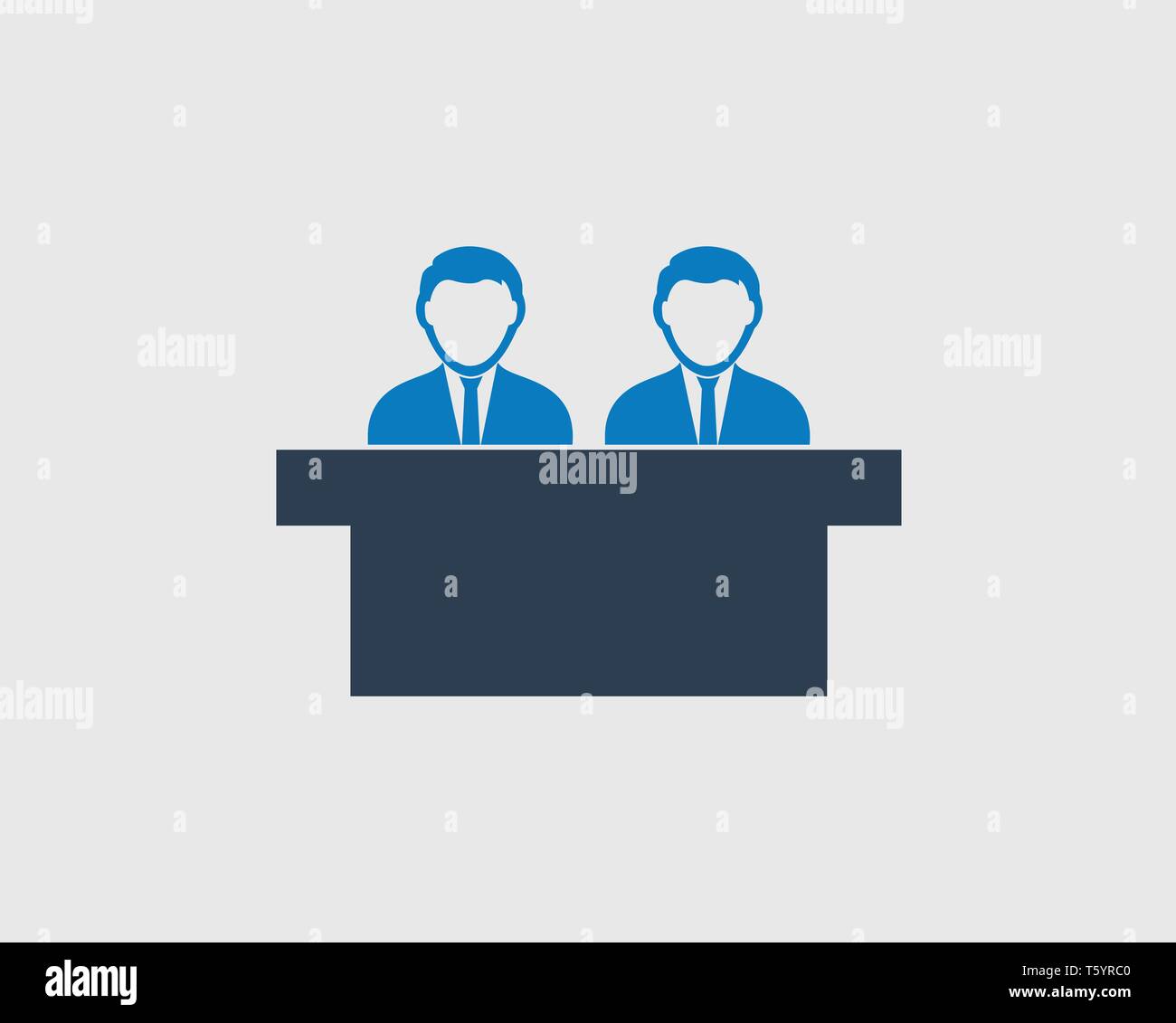 Interview Panel Icon with desk on gray background Stock Vector Image ...