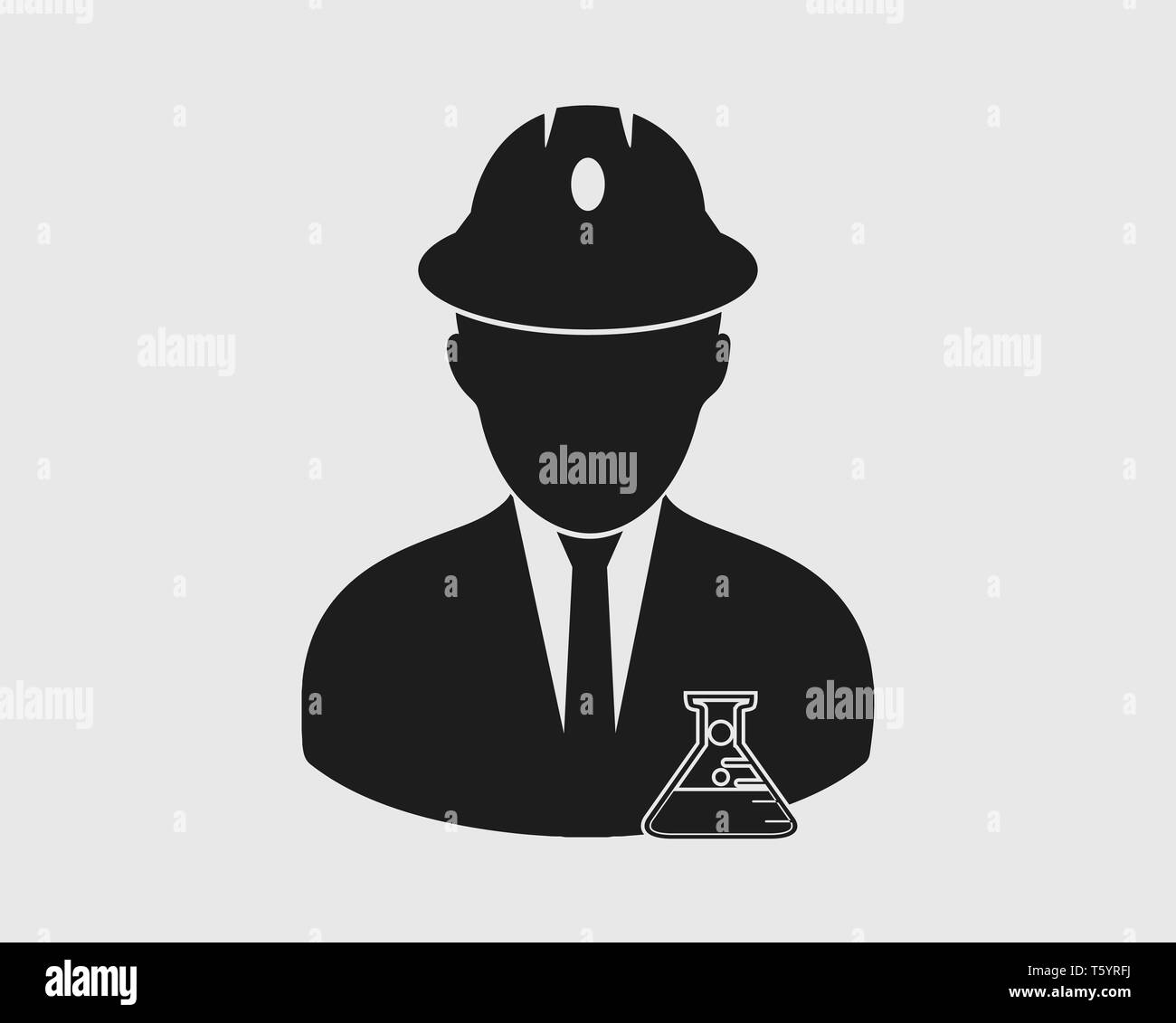 Chemical Engineer Icon. Male symbol with chemical flask sign Stock