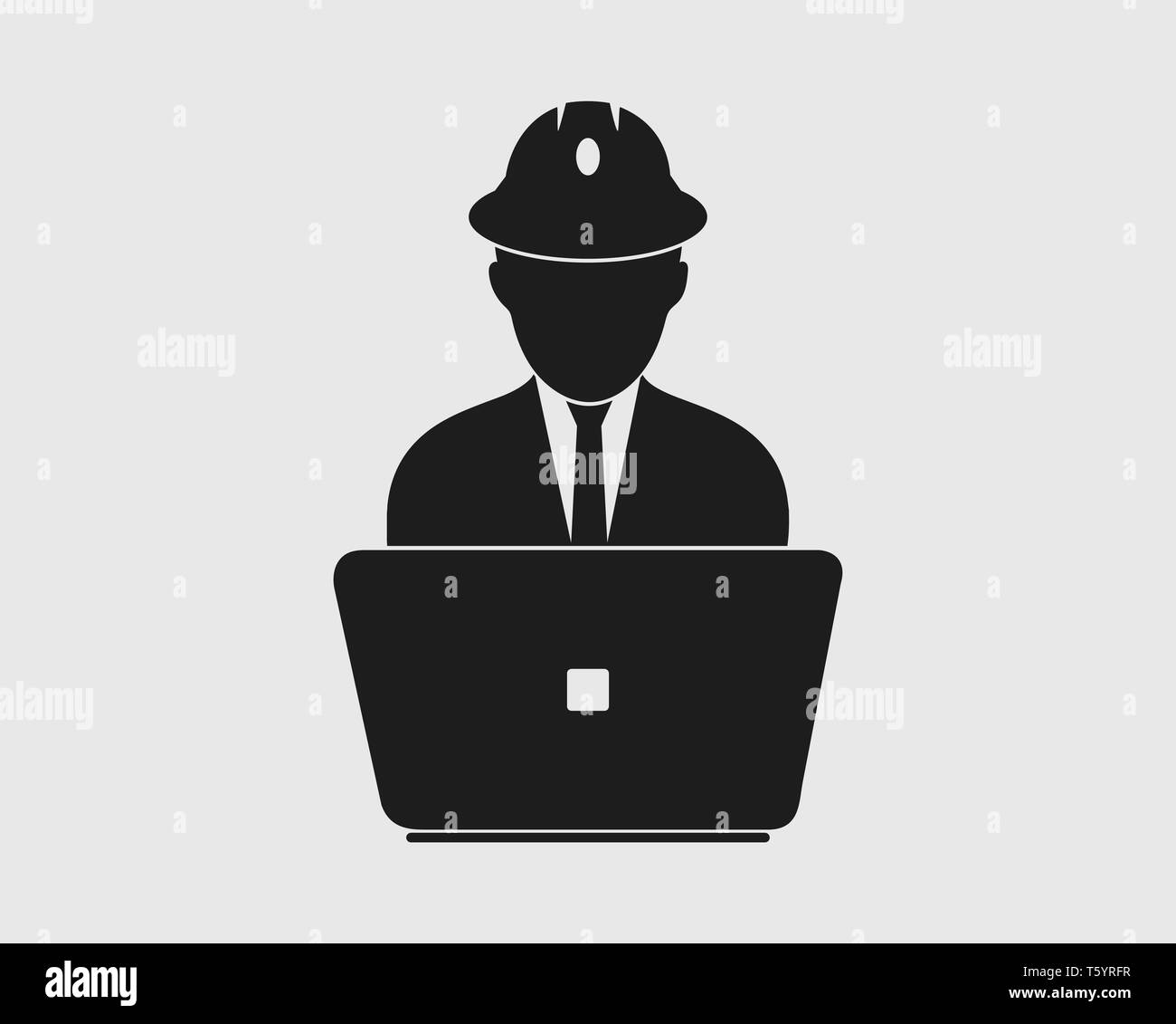 Computer Engineer Icon. Female symbol with computer monitor Stock ...