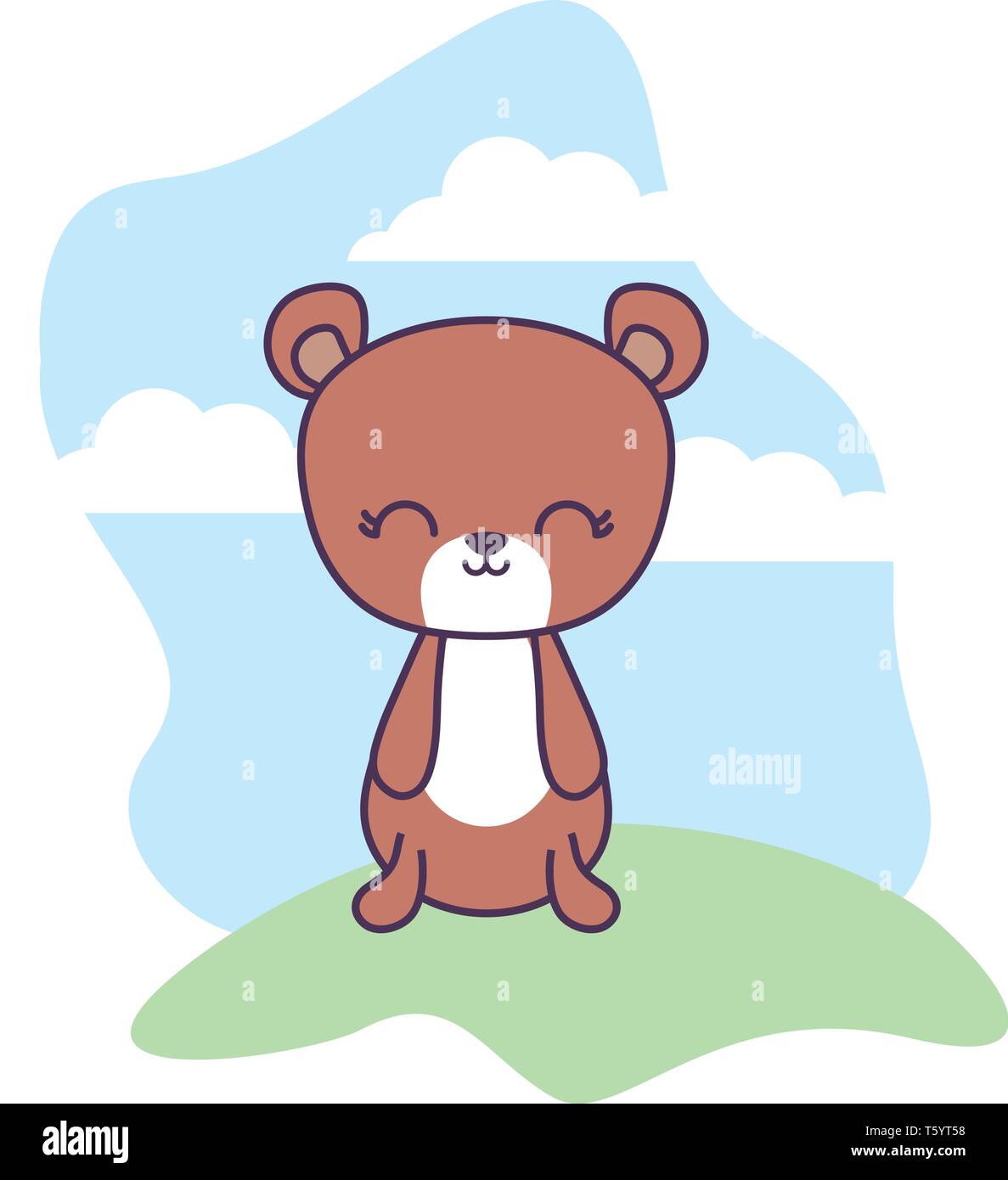 cute bear animal in landscape scene vector illustration design Stock ...
