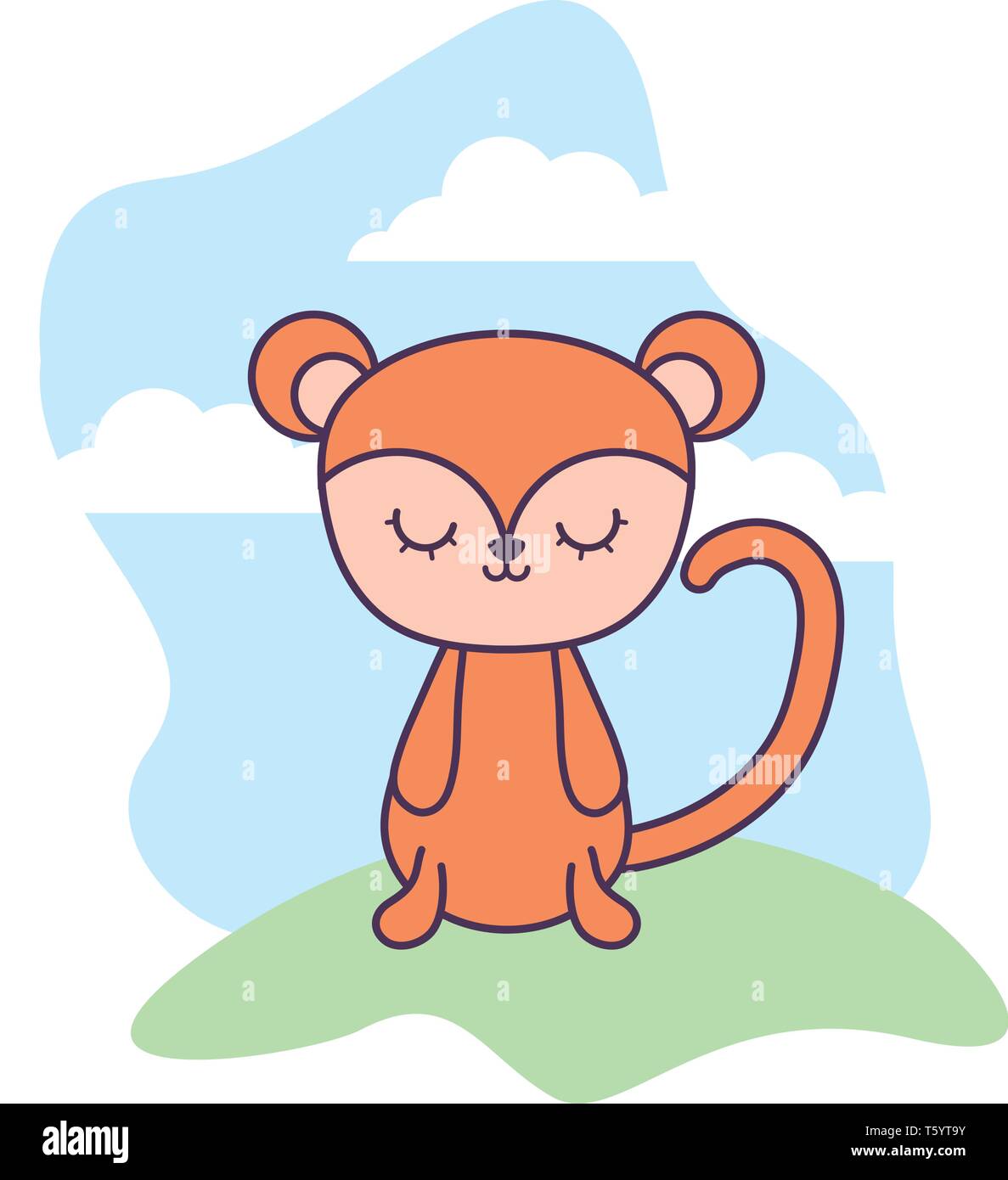 cute monkey animal in landscape scene vector illustration design Stock ...