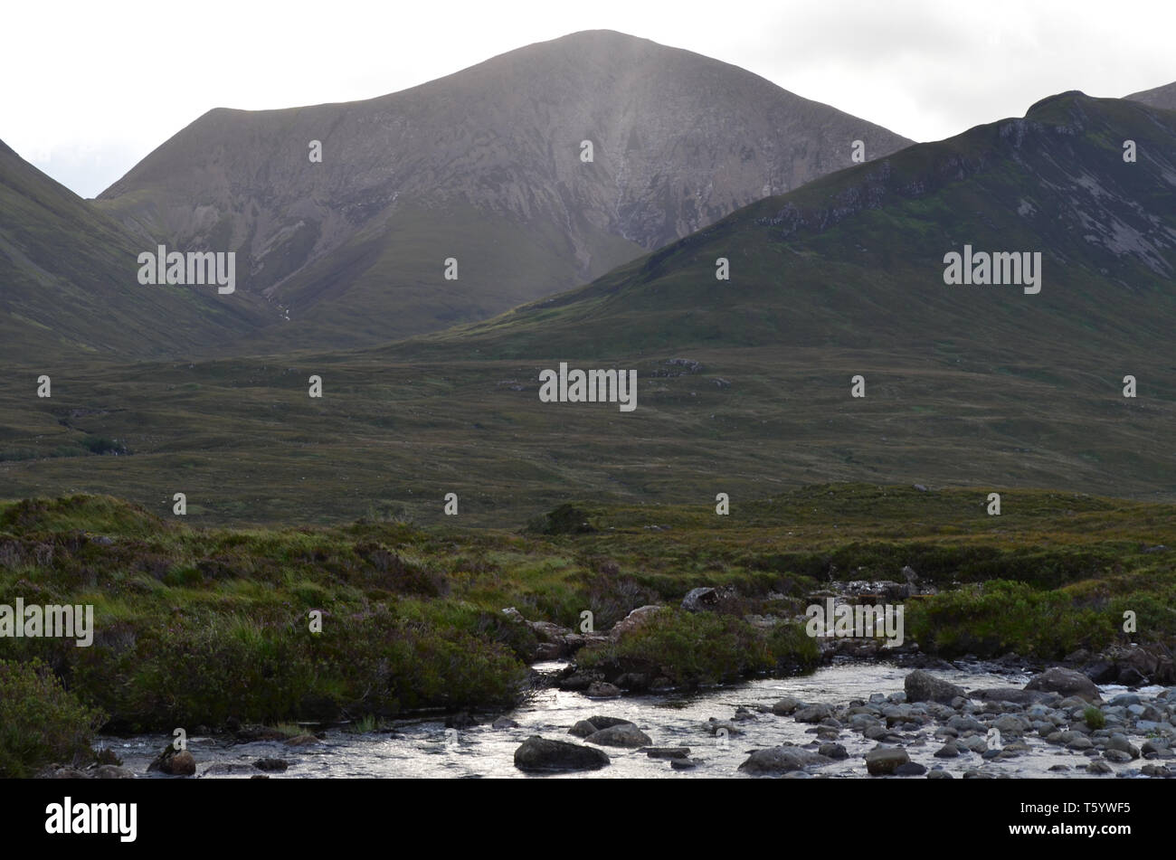 Moorlands, boglands, peatlands, glens and hills in the isle of Skye, Scotland Stock Photo