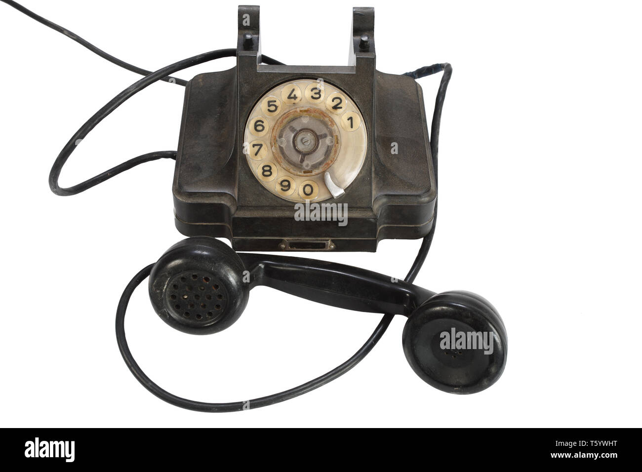 Vintage retro rotary dial telephone isolated on white background Stock ...