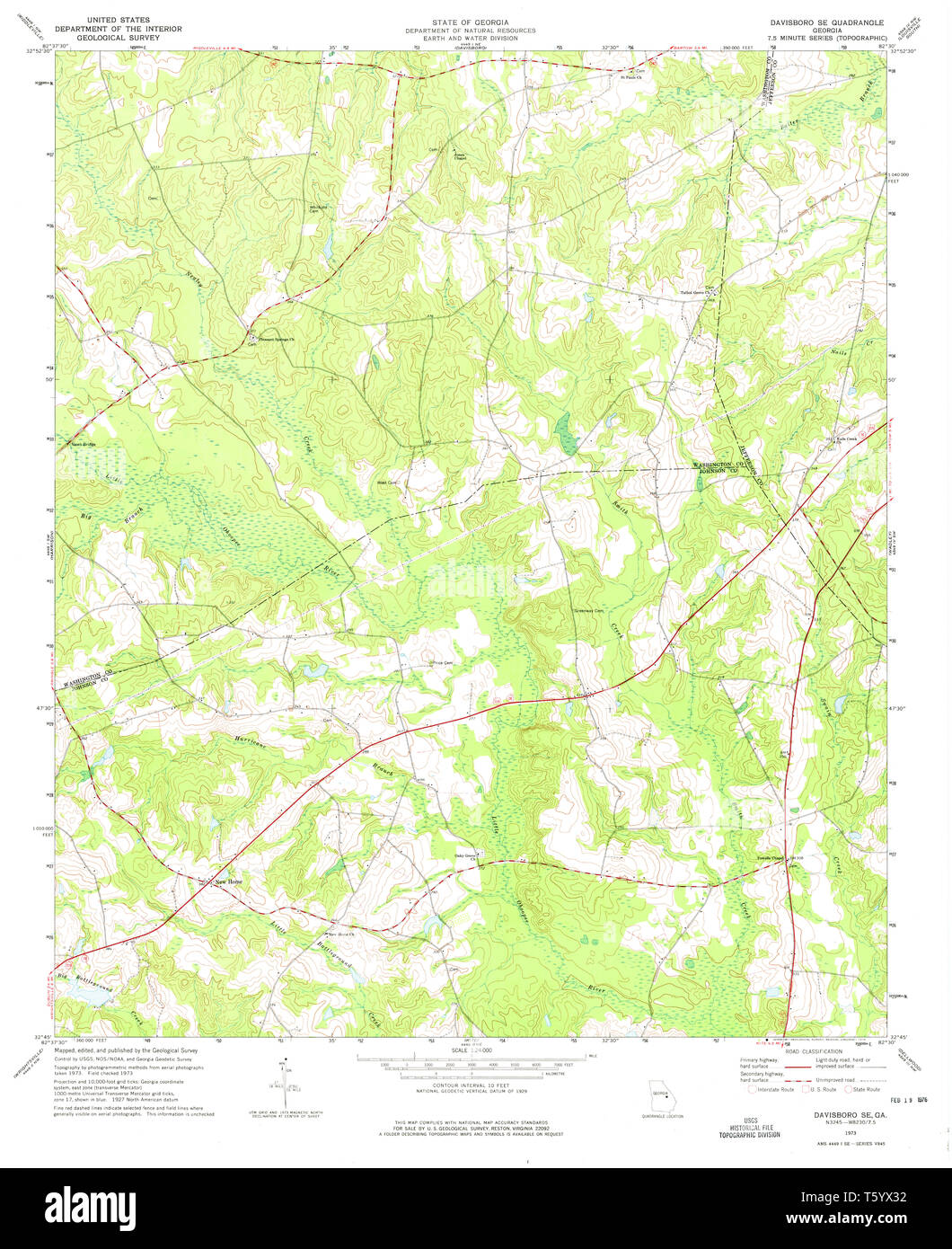 USGS TOPO Map GA Davisboro SE 245510 1973 24000 Restoration