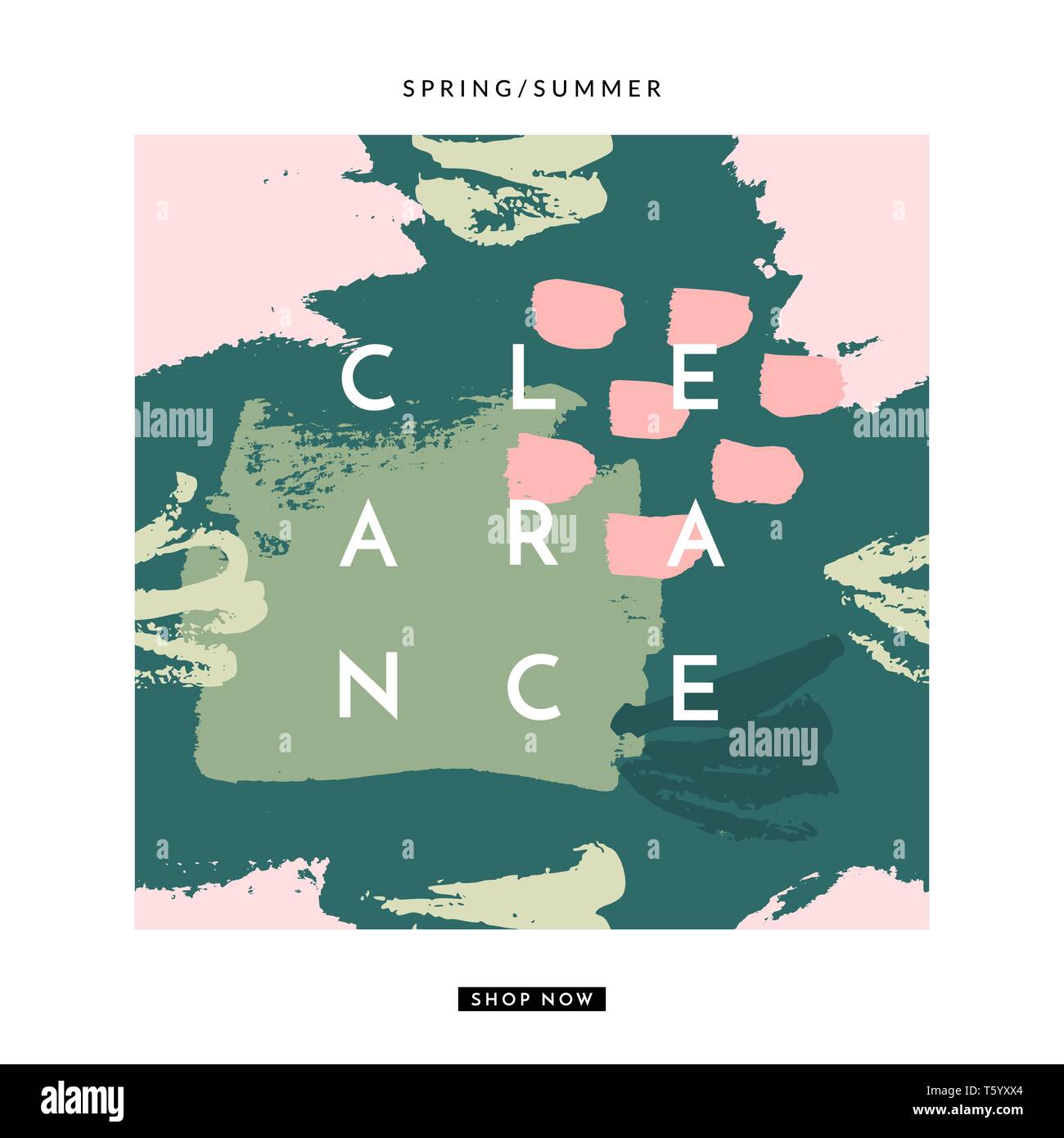 Modern Collage Sale Template With Abstract Shapes And Textures In Green And Pastel Pink With Sample Text Square Social Media Post Newsletter Poster Stock Vector Image Art Alamy