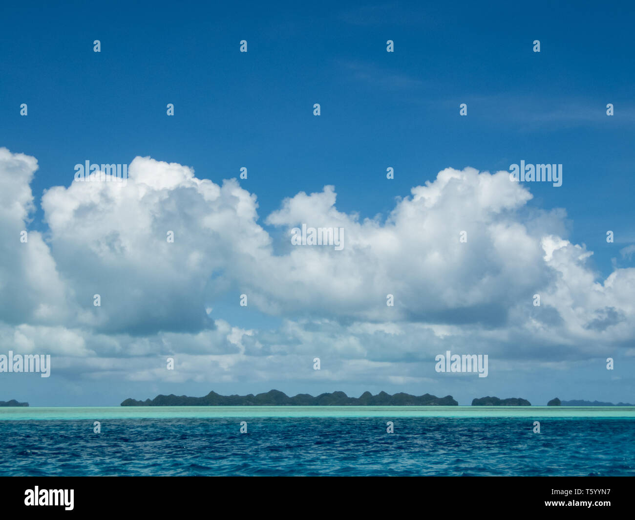 Approach to Koror Island in palau, South Pacific islands on a sunny day Stock Photo