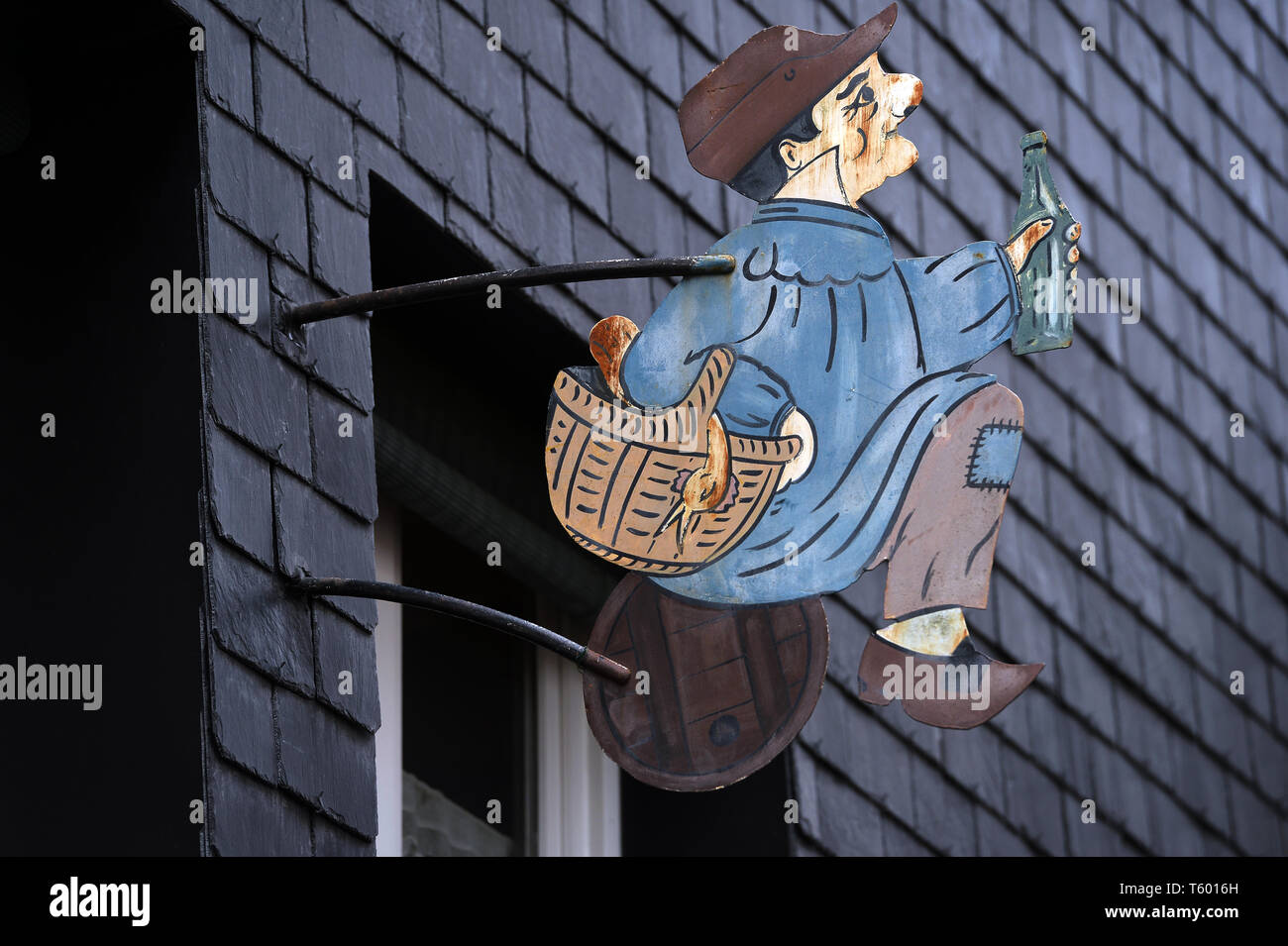 Wine seller shop sign - Honfleur - Calvados - France Stock Photo