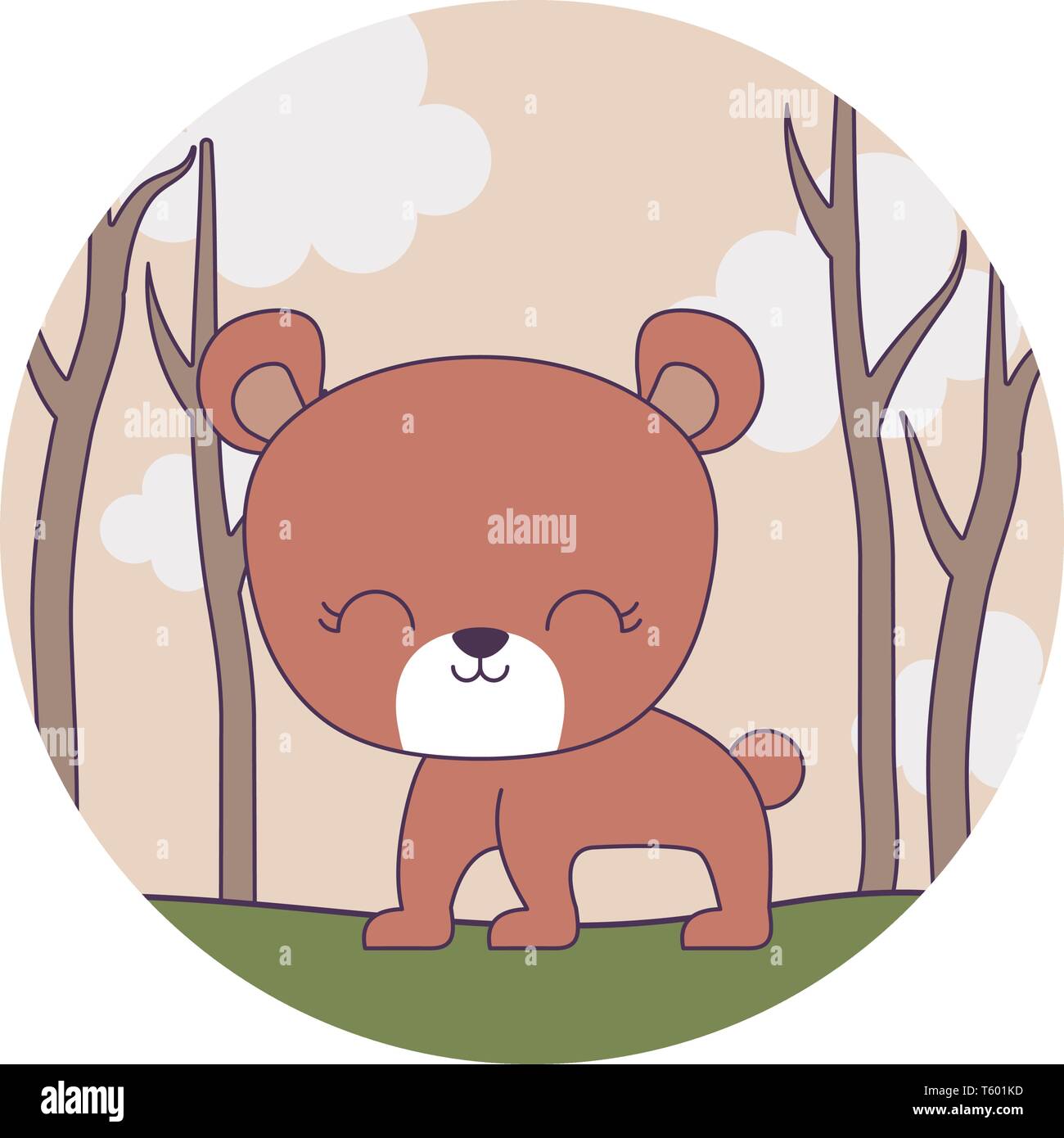 cute bear animal in forest scene vector illustration design Stock ...