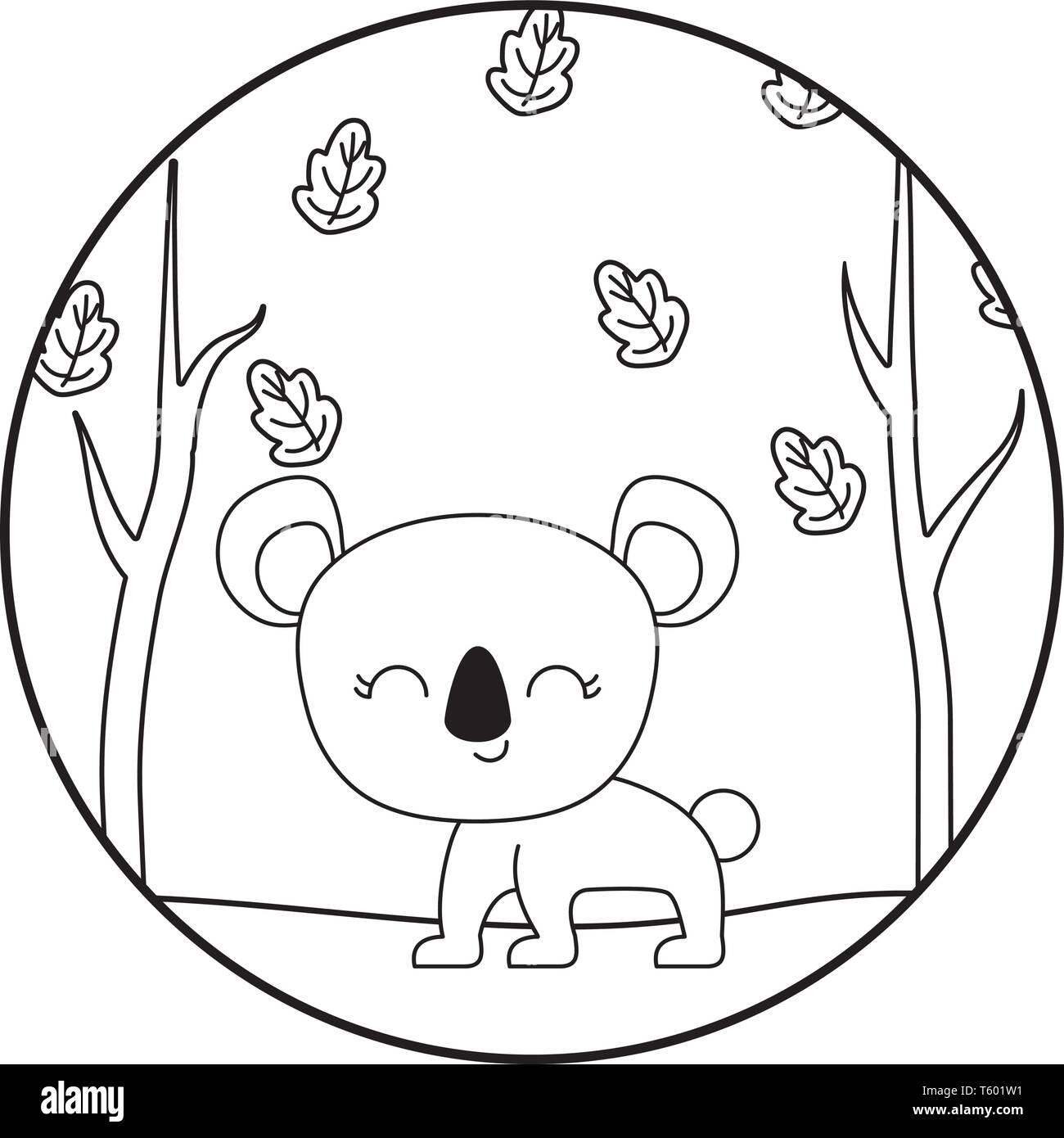cute koala animal with forest scene vector illustration design Stock ...