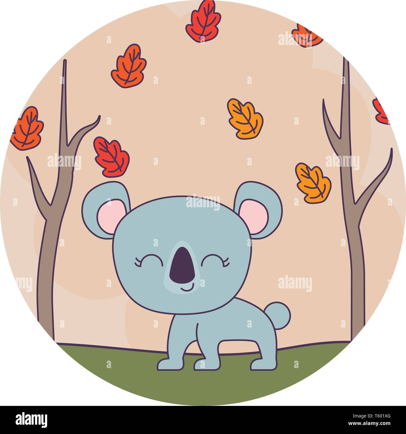 cute koala animal with forest scene vector illustration design Stock ...
