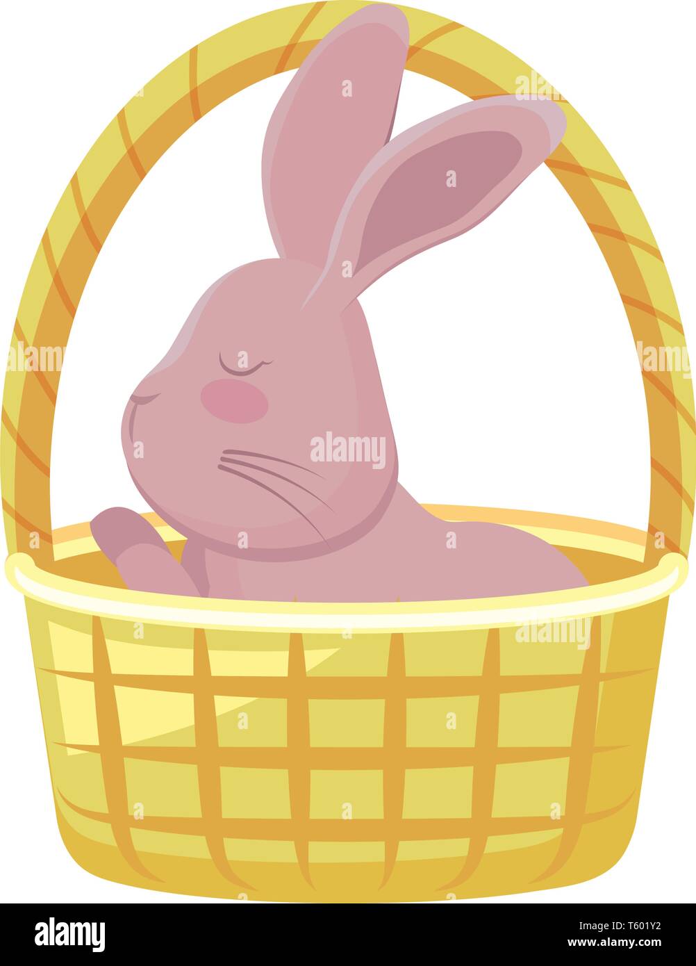 cute rabbit in basket wicker vector illustration design Stock Vector ...