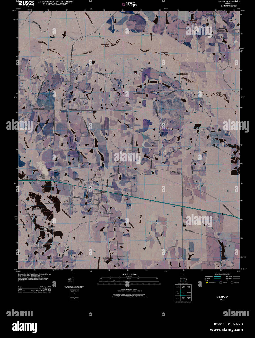 USGS TOPO Map GA Enigma 20110317 TM Inverted Restoration Stock