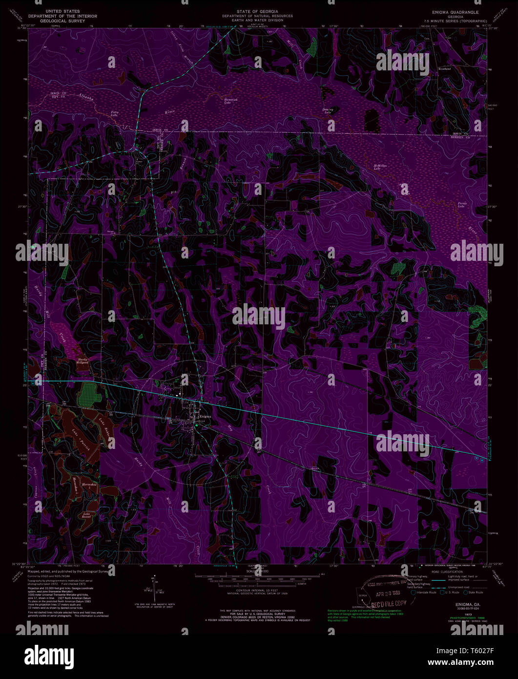 USGS TOPO Map GA Enigma 245653 1973 24000 Inverted Restoration
