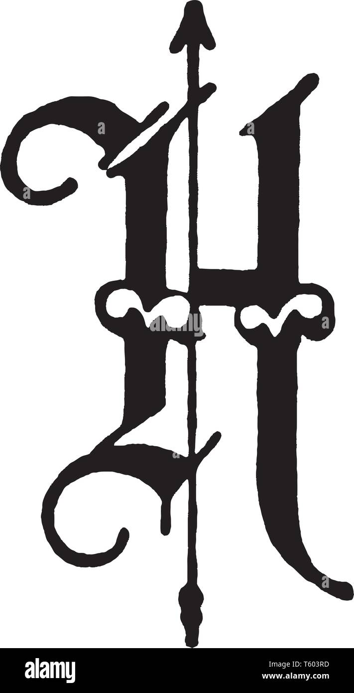 An old English letter H fancy text, vintage line drawing or engraving  illustration Stock Vector Image & Art - Alamy