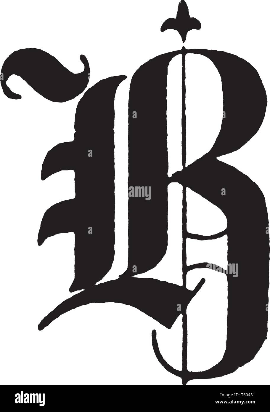 An Old English Letter B Title Text Vintage Line Drawing Or Engraving 