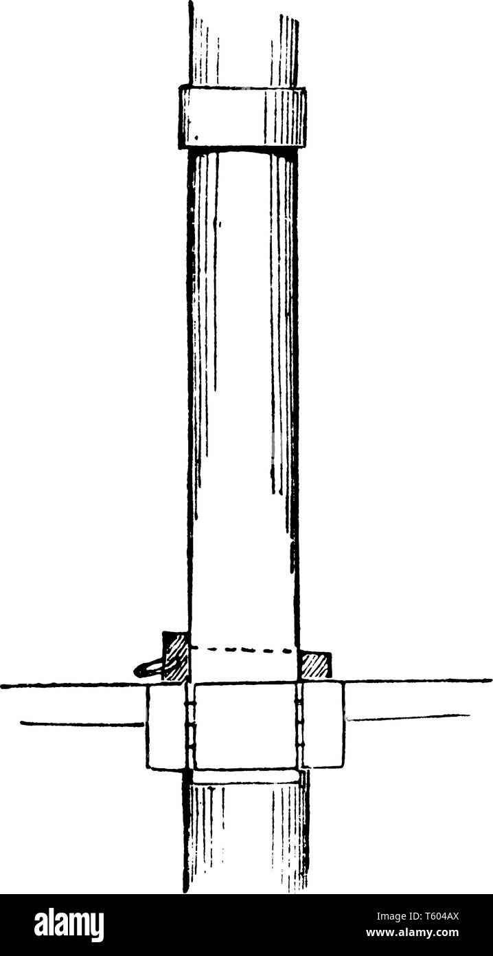 Mast Fid used to support a topmast or topgallantmast when swayed up into place, vintage line drawing or engraving illustration. Stock Vector