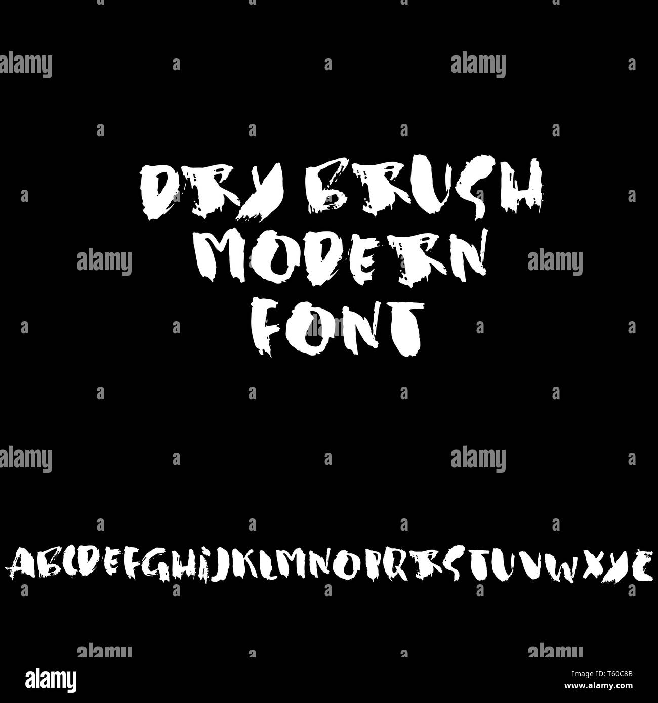 Hand drawn modern dry brush lettering. Grunge style alphabet ...