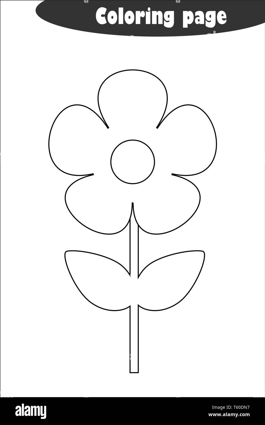 Flower in cartoon style, coloring page, spring education paper ...