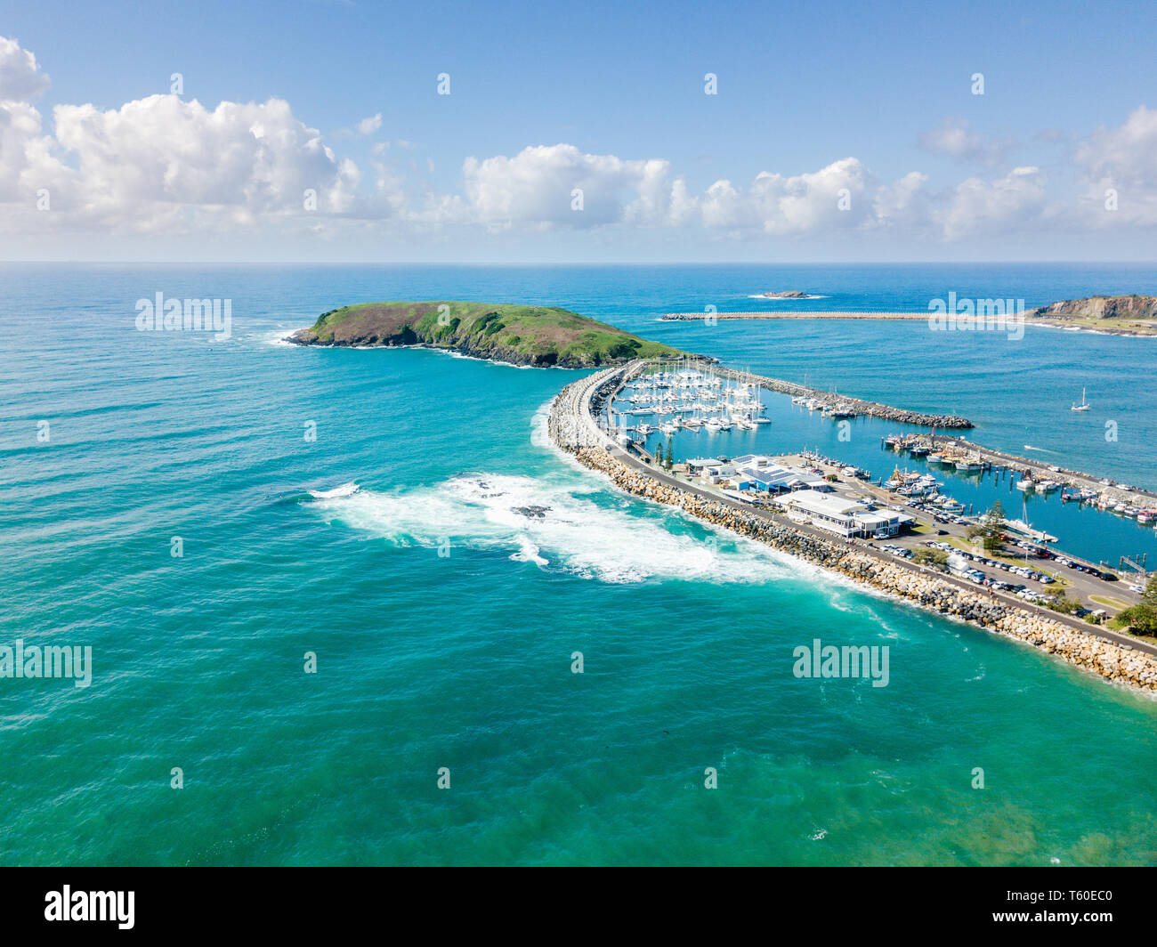 An aerial view of Coffs Harbour beach and harbour Stock Photo
