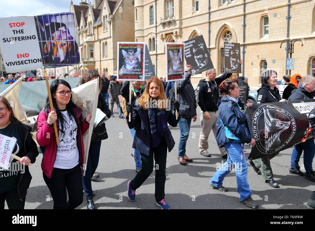 A large number of animal rights campaigners gather in Oxford to protest against vivisection of animals. Stock Photo