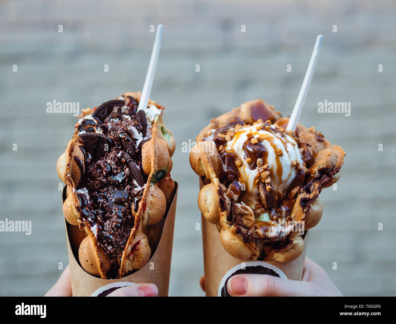 Bubble waffle ice cream cone hires stock photography and images Alamy