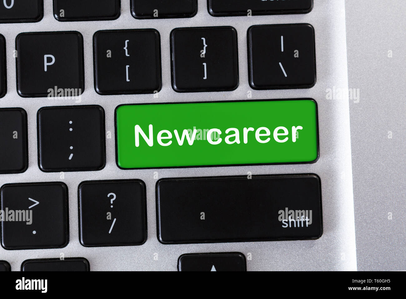 New career text on green keypad button Stock Photo