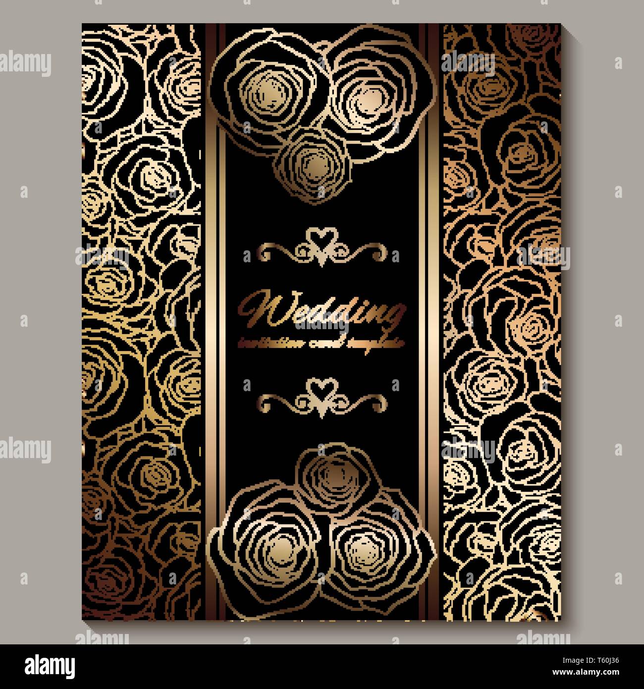 Luxury gold vintage wedding invitation, floral background with place ...