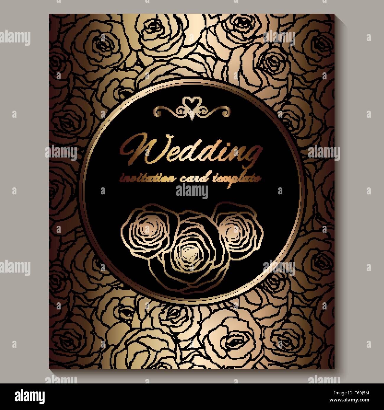 Luxury gold vintage wedding invitation, floral background with place ...