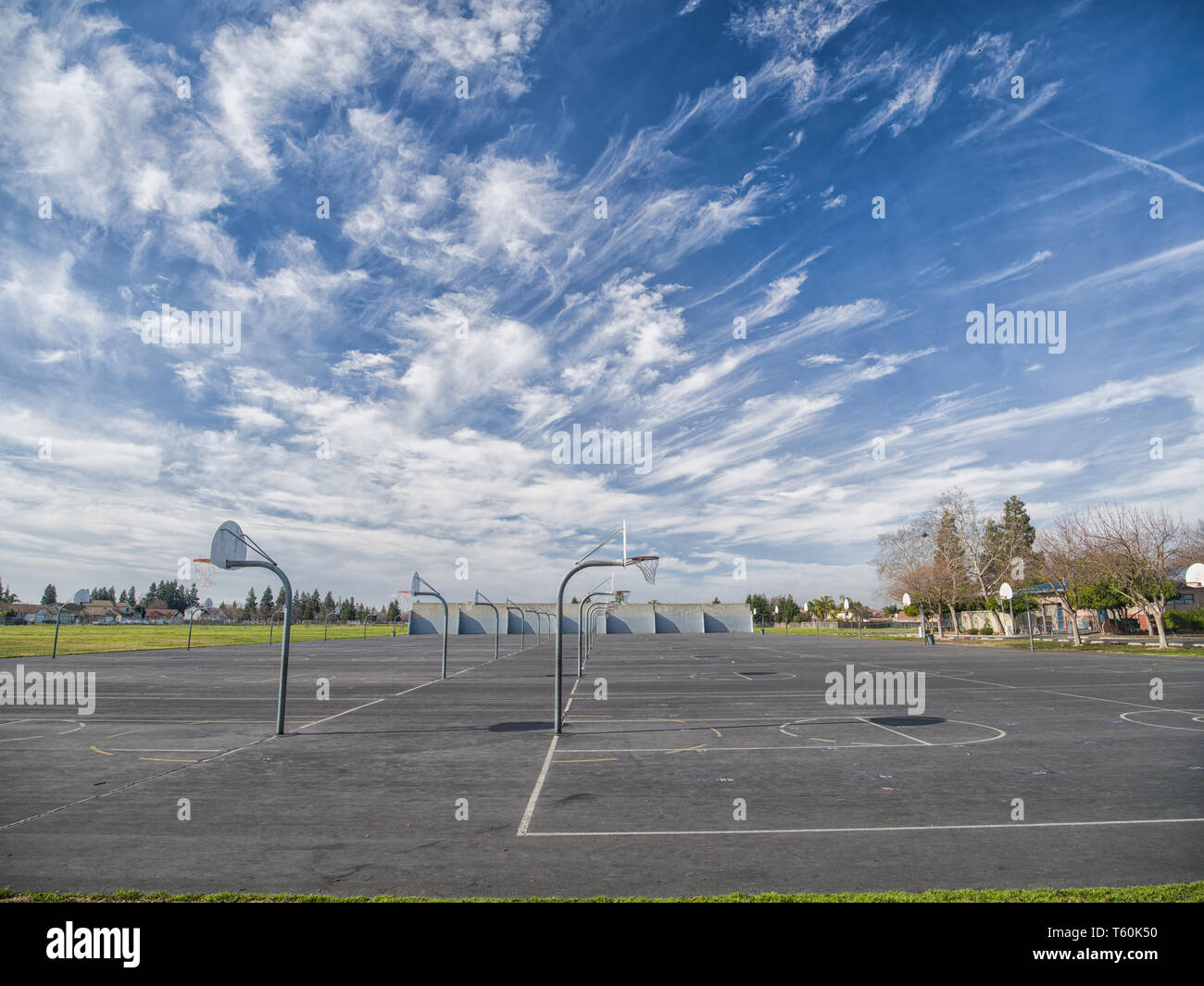 Empty basketball court. Stock Photo