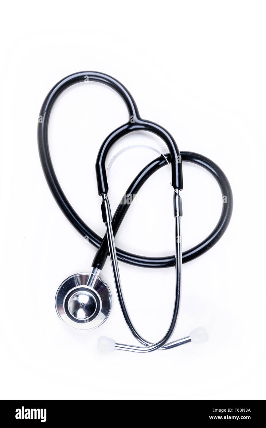 Black doctor's stethoscope isolated over white background Stock Photo ...