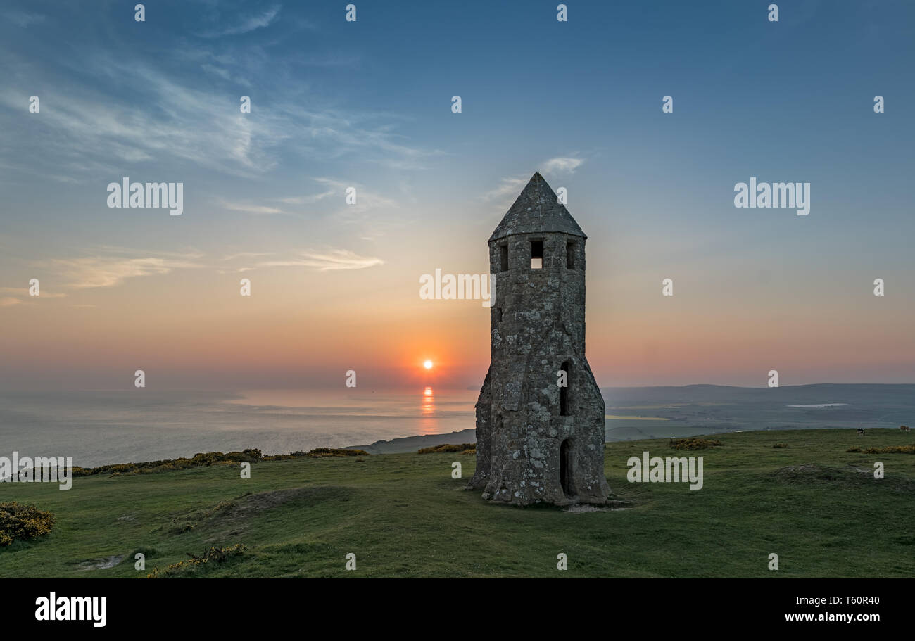 St. Catherine's Oratory. Locally known as the 'Pepper Pot'. Taken on a very warm late April evening Stock Photo