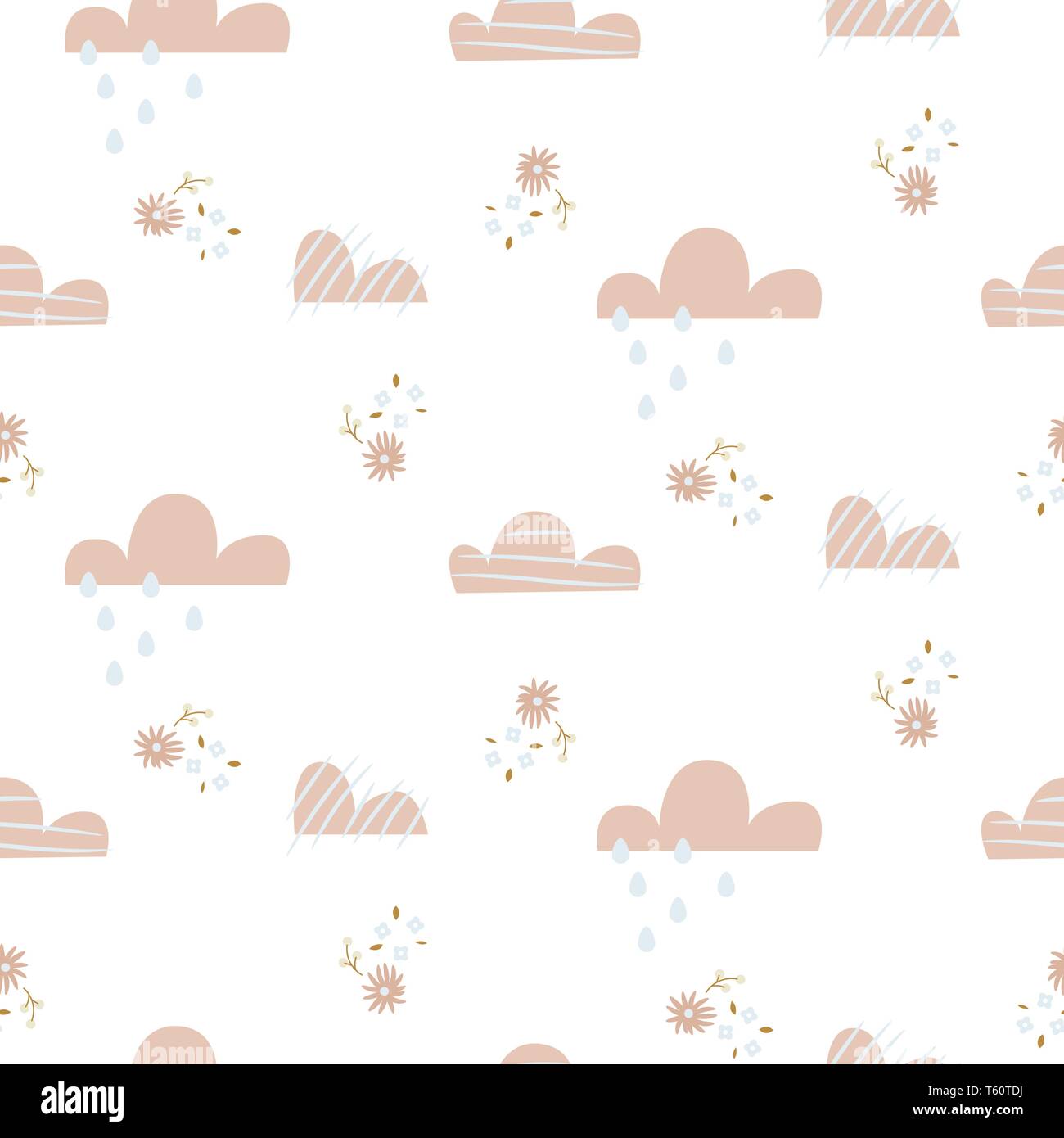 Cloud pattern. Cute sky seamless vector background for kid textile print. Stock Vector