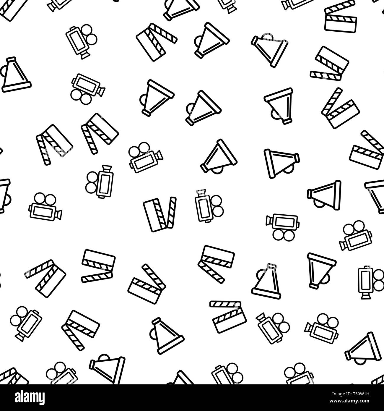 Cinematography Production Seamless Pattern Vector Stock Vector