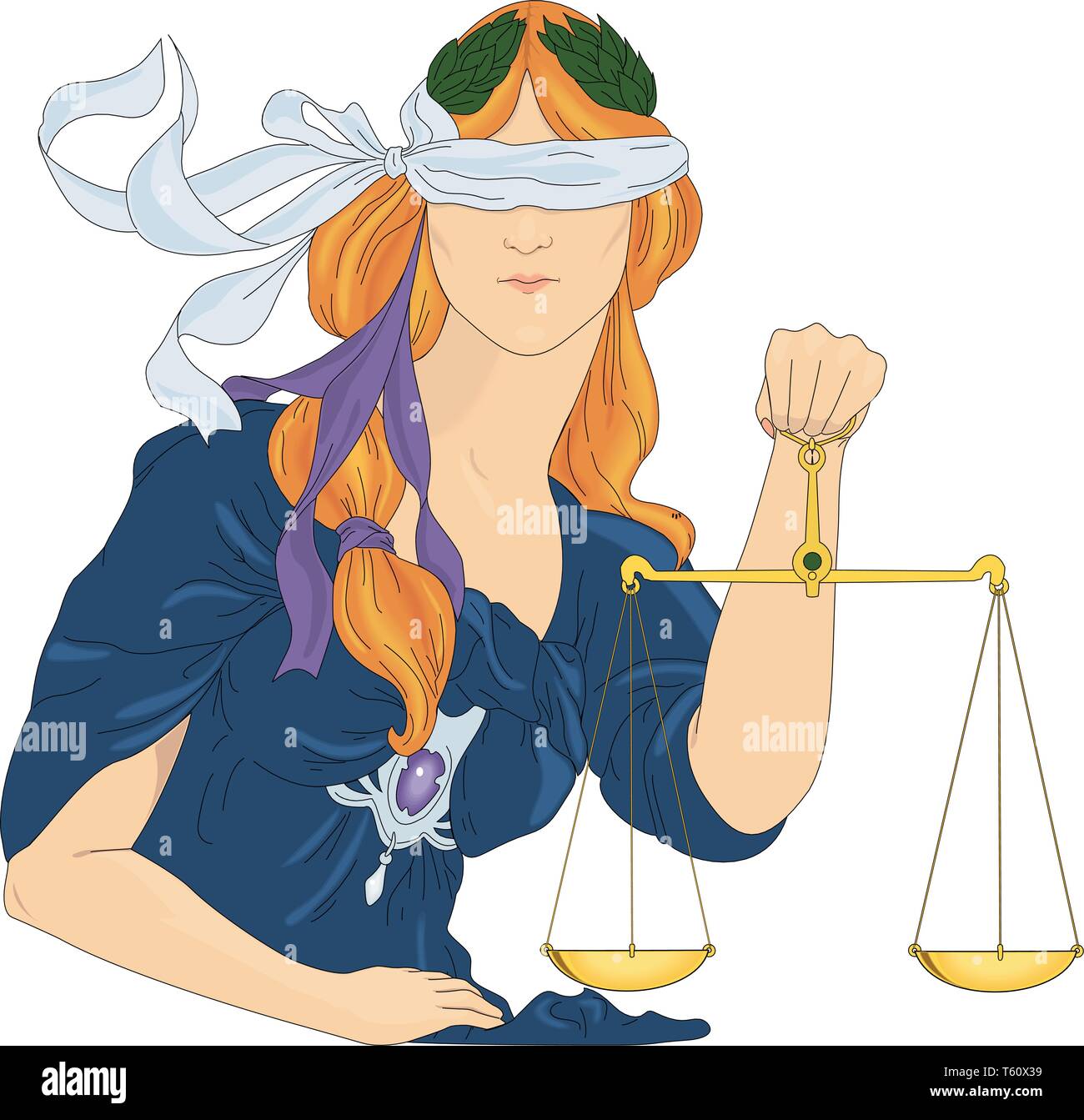 Blind Justice - Art Nouveau Vector Illustration Stock Vector