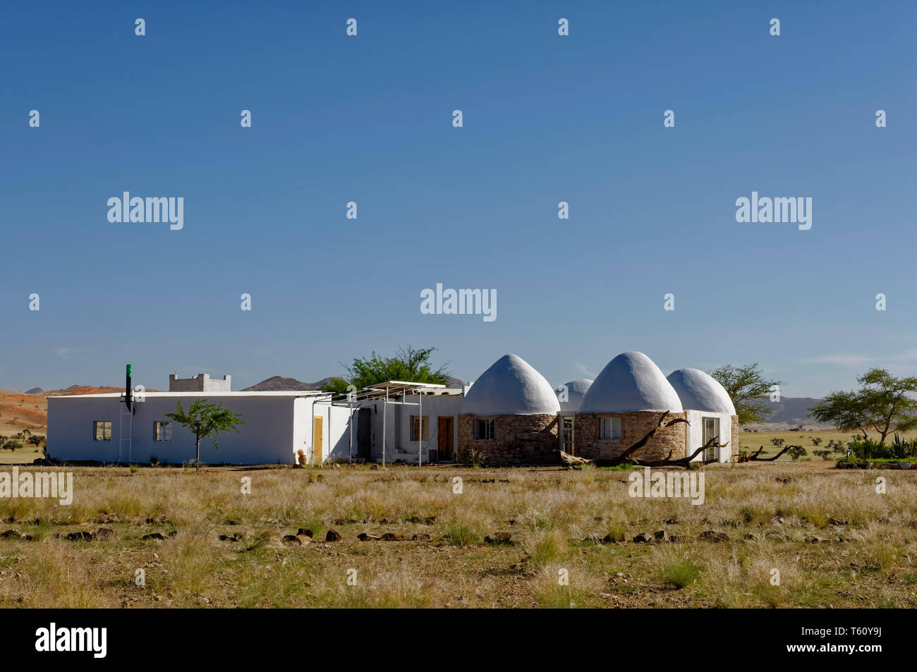 Farmhouse in Tsondab Valley Scenic Reserve, Namib Desert, Windhoek District, Khomas Region, Namibia Stock Photo