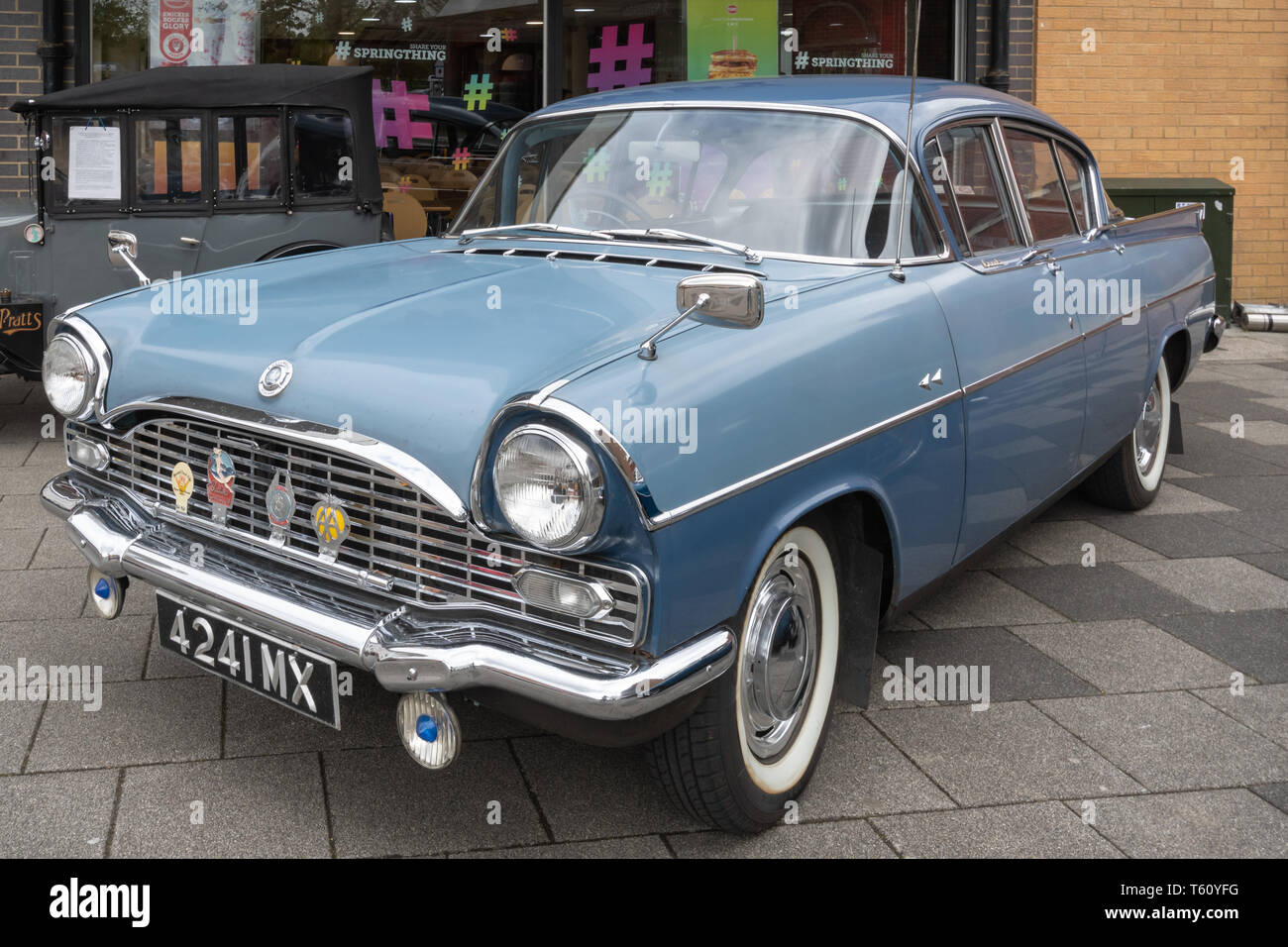 Blue 1962 Vauxhall Cresta vintage car at a classic motor vehicle show in the UK Stock Photo