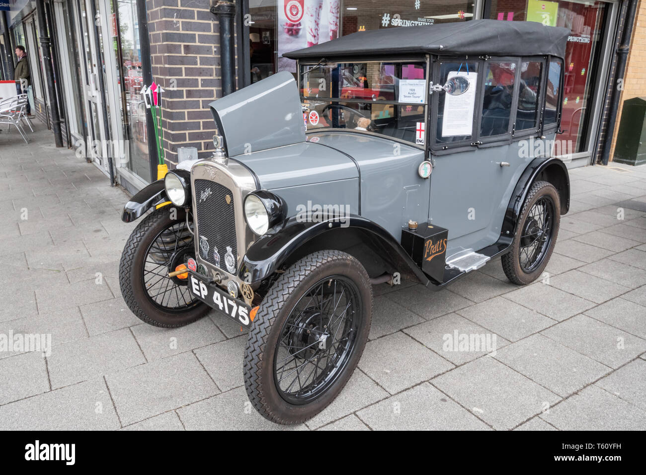 Grey 1928 Austin Seven Tourer vintage car at a classic motor vehicle show in the UK Stock Photo